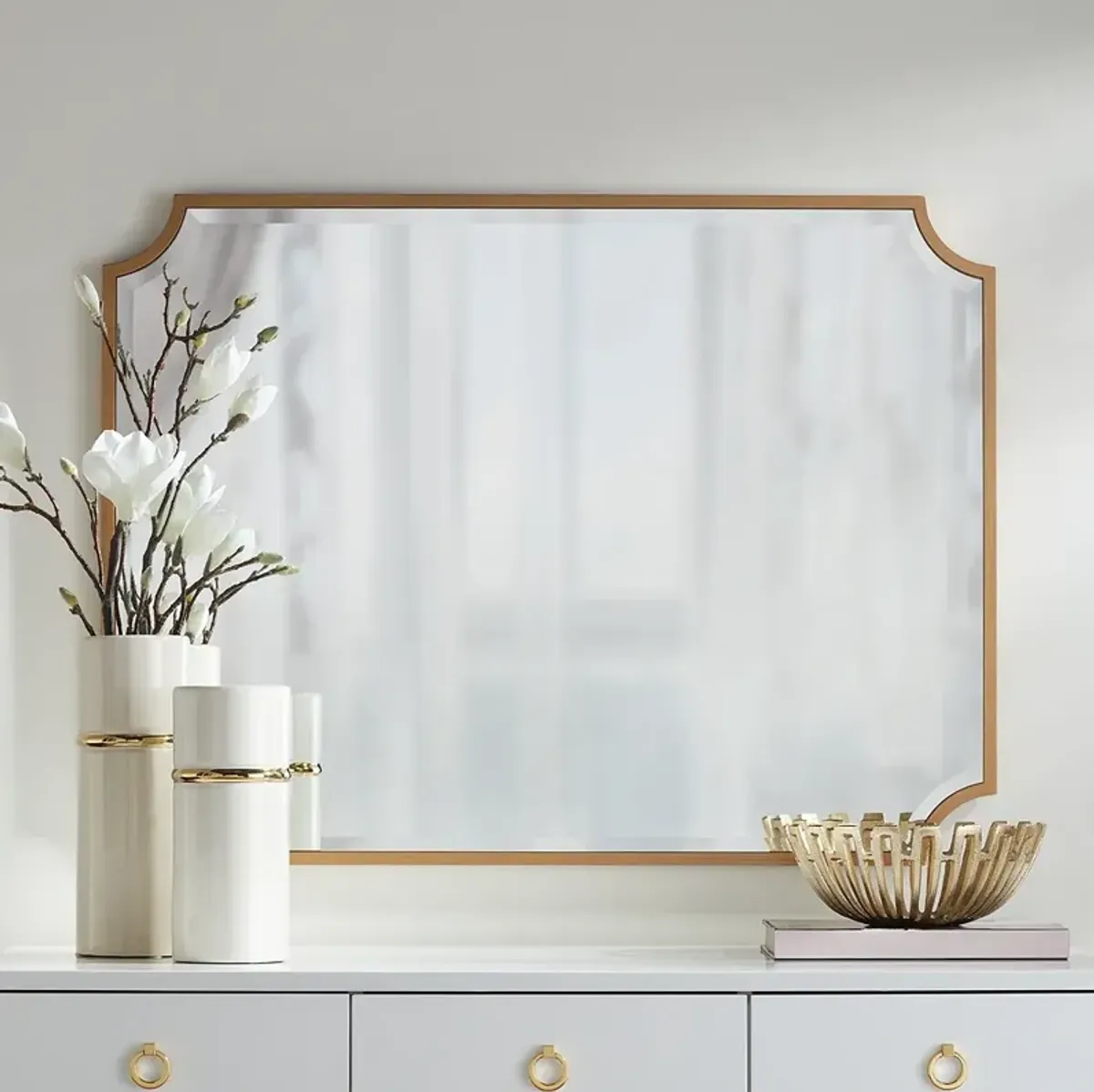 Noble Park Jacinda 40" x 30" Cut Edge Antique Gold Wall Mirror