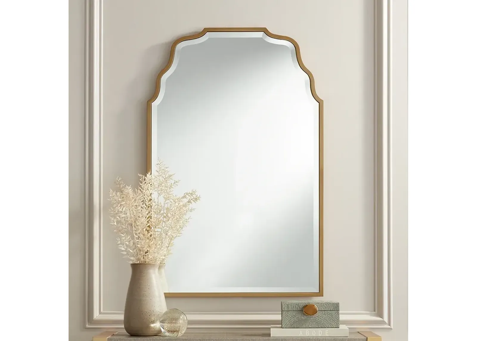 Antique Gold 40" x 26" Waved Arch Tall Traditional Wall Mirror