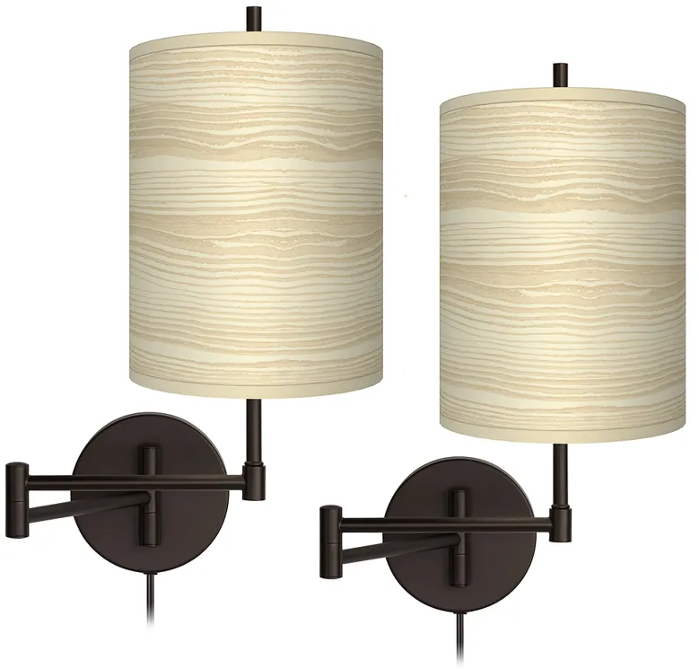 Birch Blonde Tessa Bronze Swing Arm Wall Lamps Set of 2