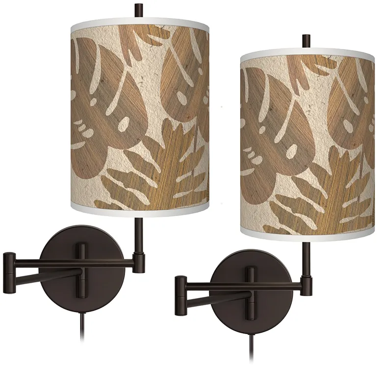 Tropical Woodwork Tessa Bronze Swing Arm Wall Lamps Set of 2