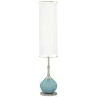 Raindrop Blue and Brushed Nickel Jule Modern Floor Lamp