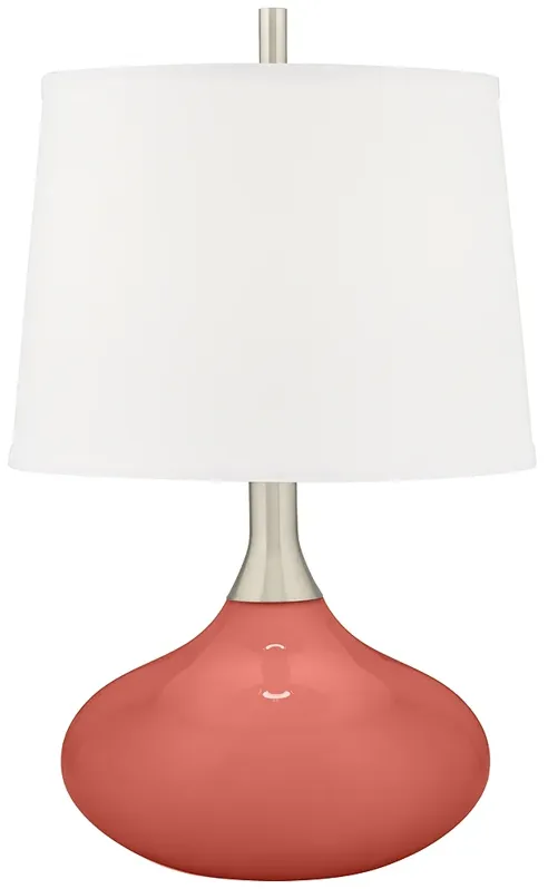 Color Plus Felix 24" Modern Coral Reef Pink Table Lamp