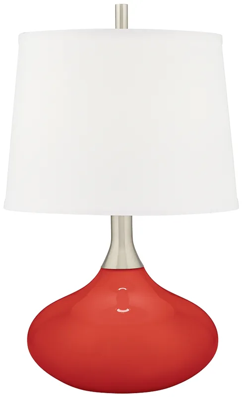 Color Plus Felix 24" Modern Glass Cherry Tomato Red Table Lamp