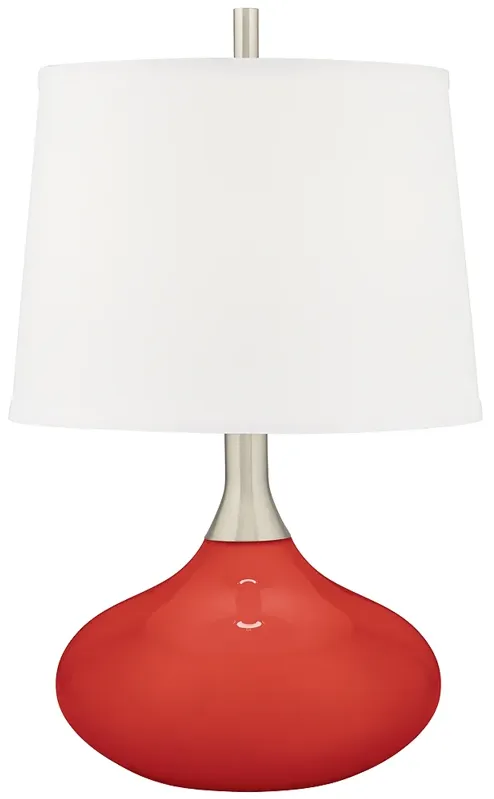 Color Plus Felix 24" Modern Glass Cherry Tomato Red Table Lamp