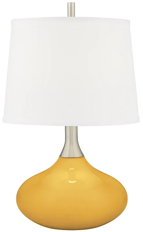 Color Plus Felix 24" Modern Goldenrod Yellow Table Lamp