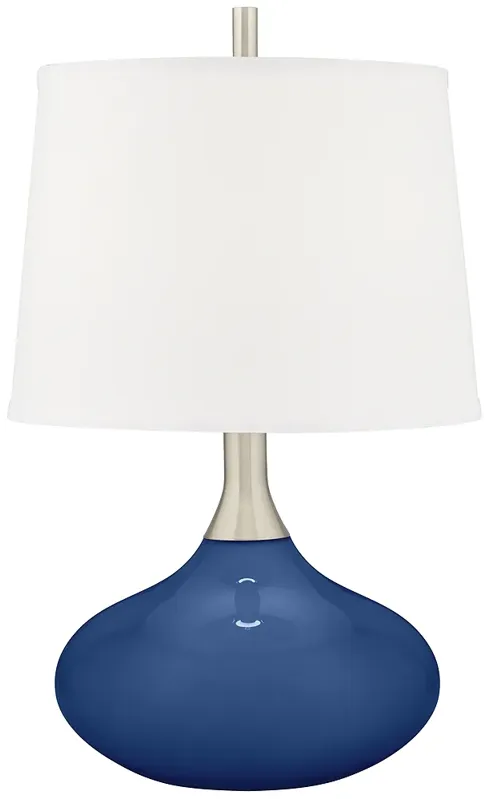 Color Plus Felix 24" Modern Glass Monaco Blue Table Lamp