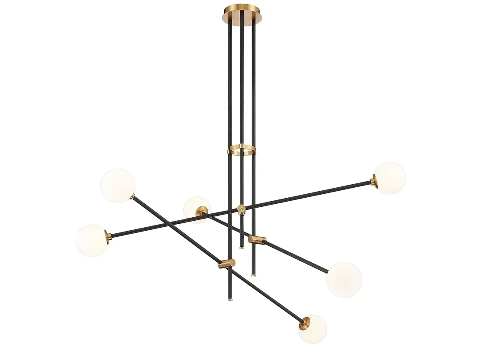 Kovacs Cosmet 41" Wide Coal and Aged Brass 6-Light Modern Pendant