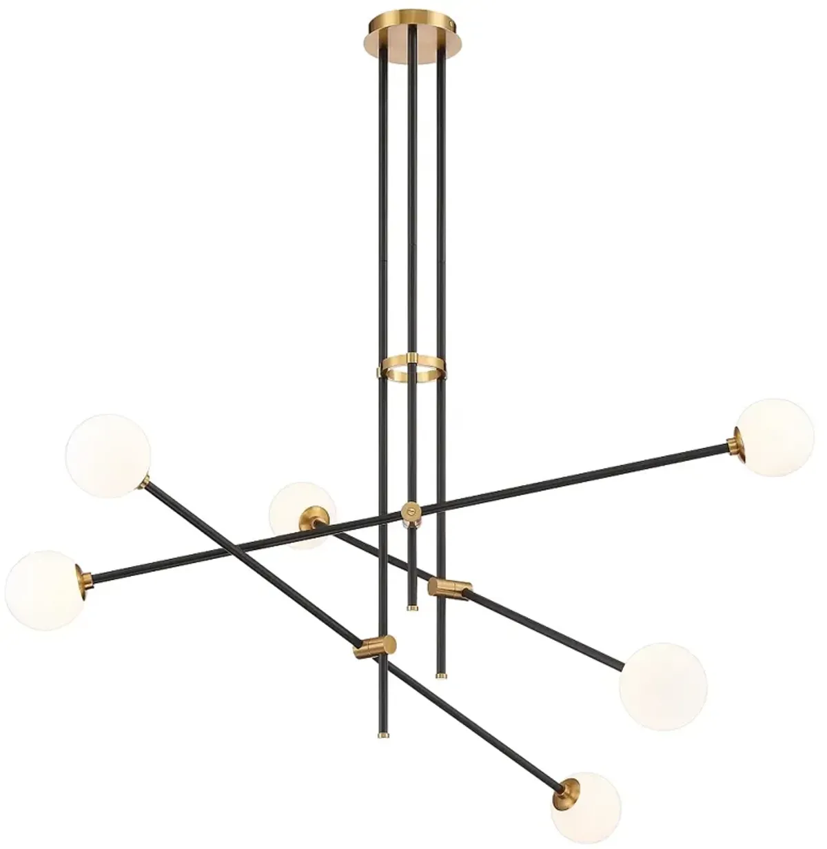 Kovacs Cosmet 41" Wide Coal and Aged Brass 6-Light Modern Pendant