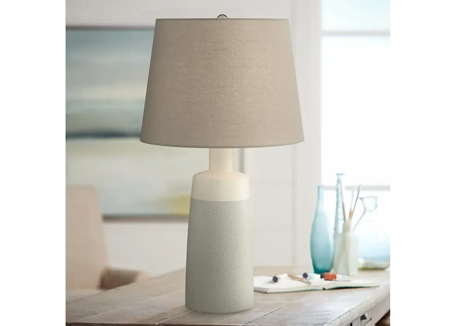 Pacific Coast Lighting Effie 17 1/2" Grey Modern Ceramic Table Lamp