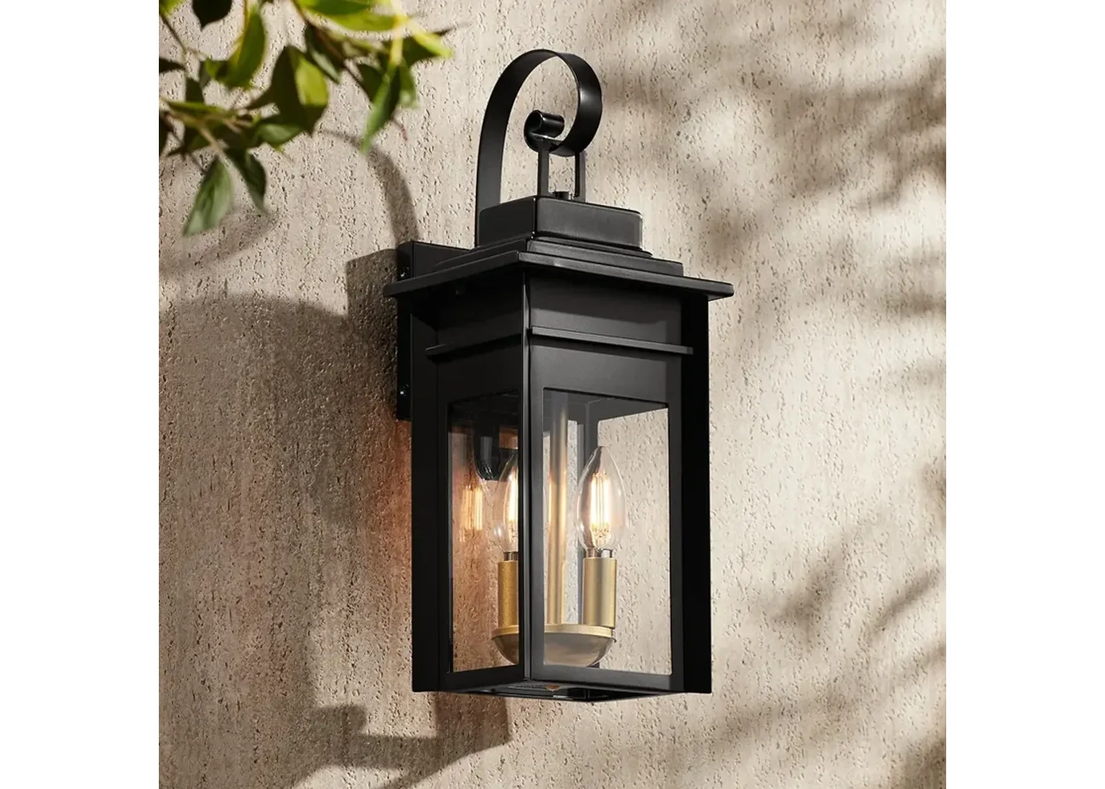 Franklin Iron Works Bransford 17" High Black-Brass Outdoor Wall Light