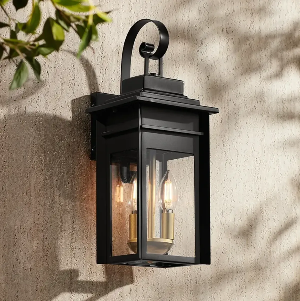 Franklin Iron Works Bransford 17" High Black-Brass Outdoor Wall Light