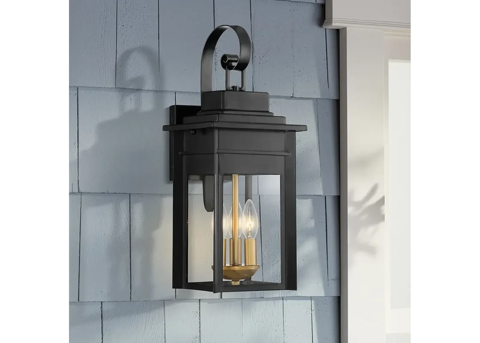 Bransford 19" High Black-Brass Outdoor Lantern Wall Light