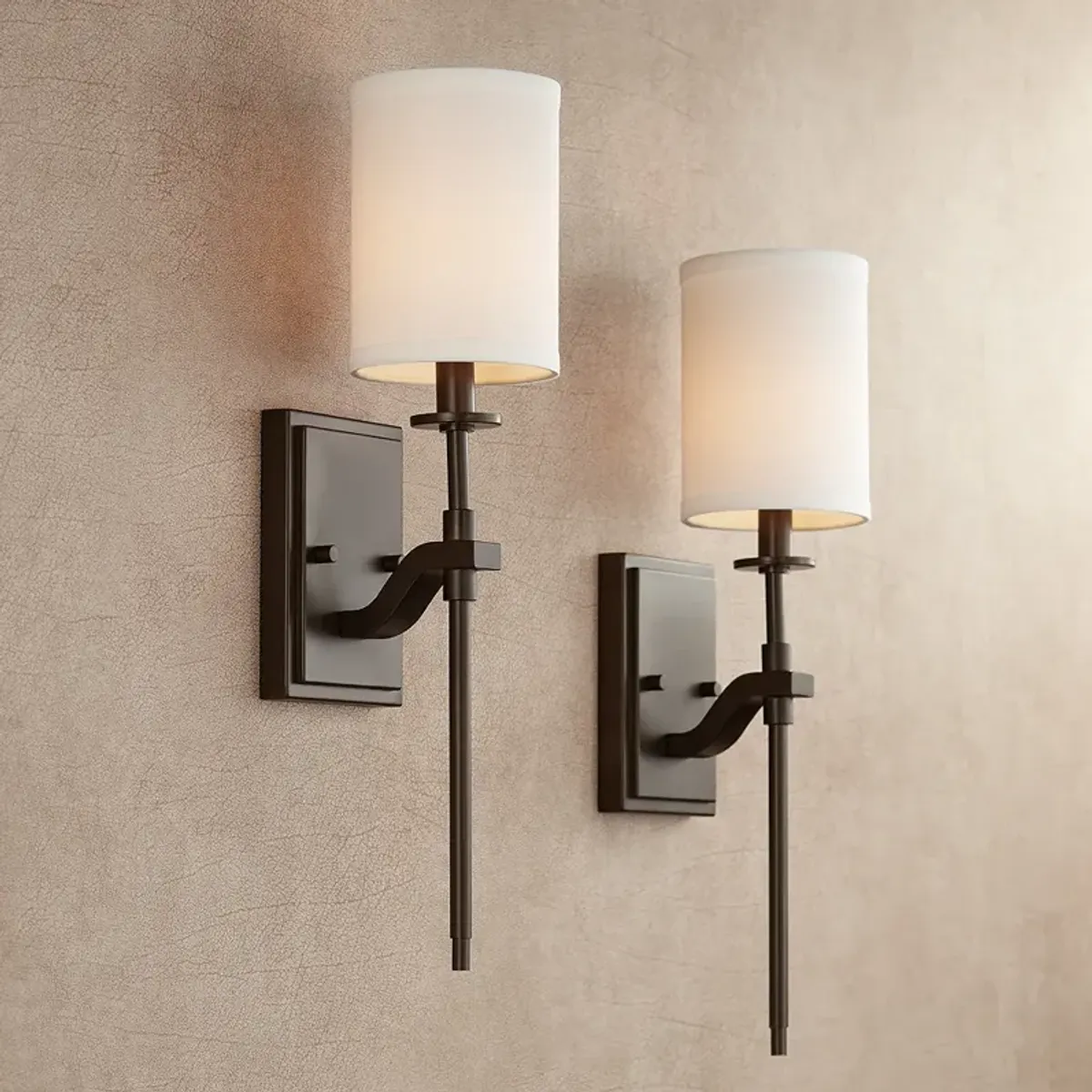 Possini Euro Walton 20" High Oil-Rubbed Bronze Wall Sconce Set of 2