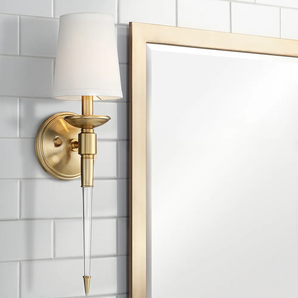 Possini Euro Design Cartwright Warm Antique Brass Plug-In Wall Lamp
