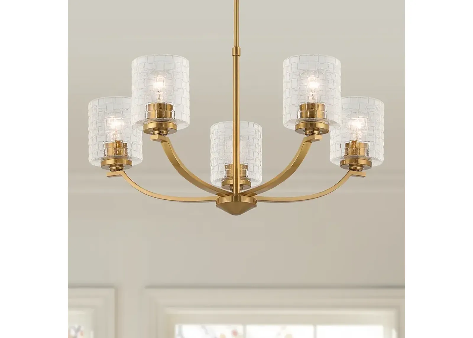 Possini Euro Caulfield 26" Wide Gold and Glass 5-Light Chandelier