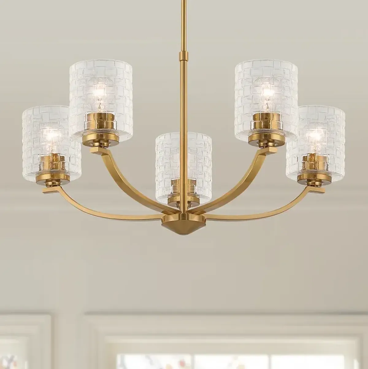 Possini Euro Caulfield 26" Wide Gold and Glass 5-Light Chandelier