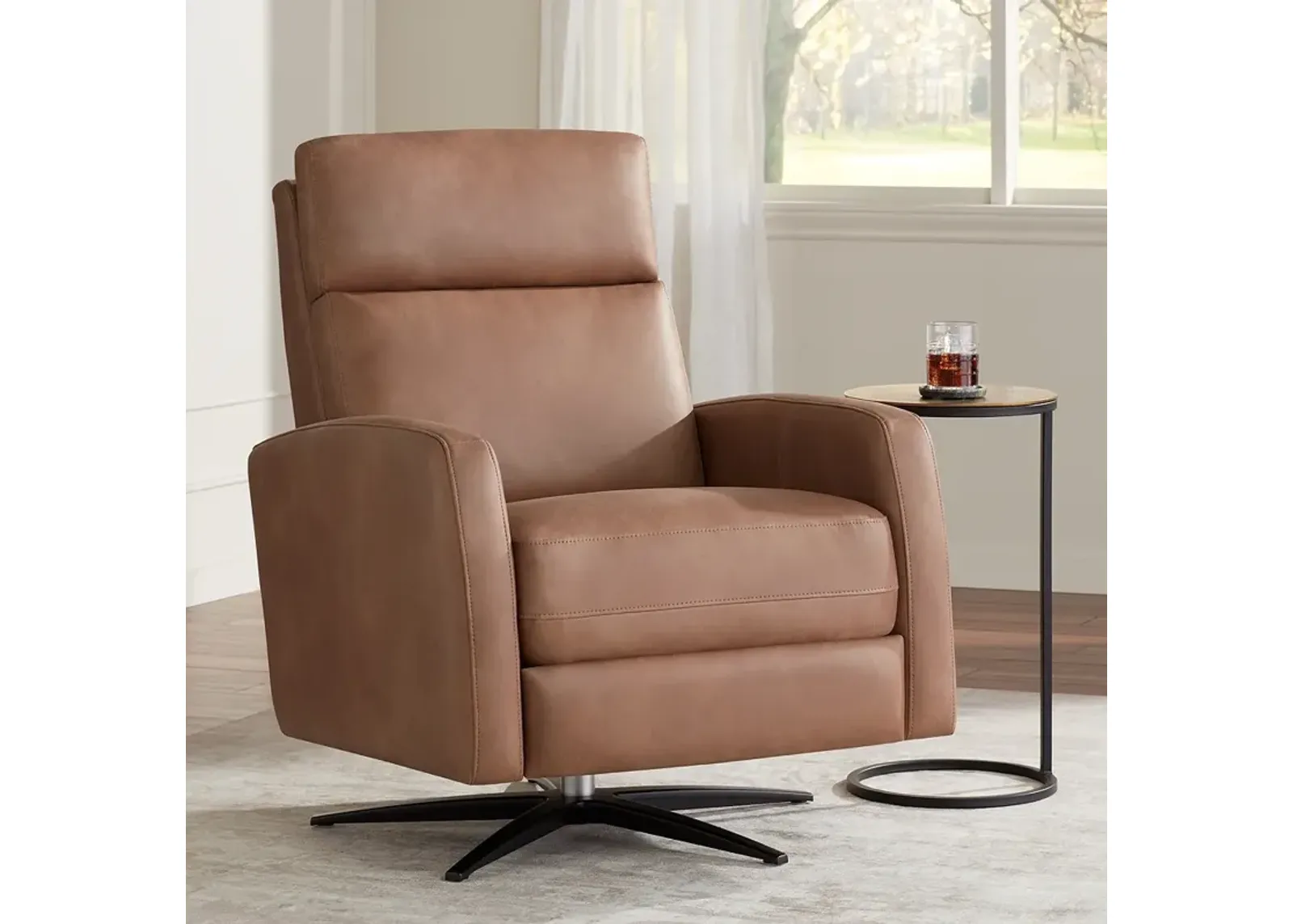 Conan Teramo Saddle Faux Leather Pedestal Recliner