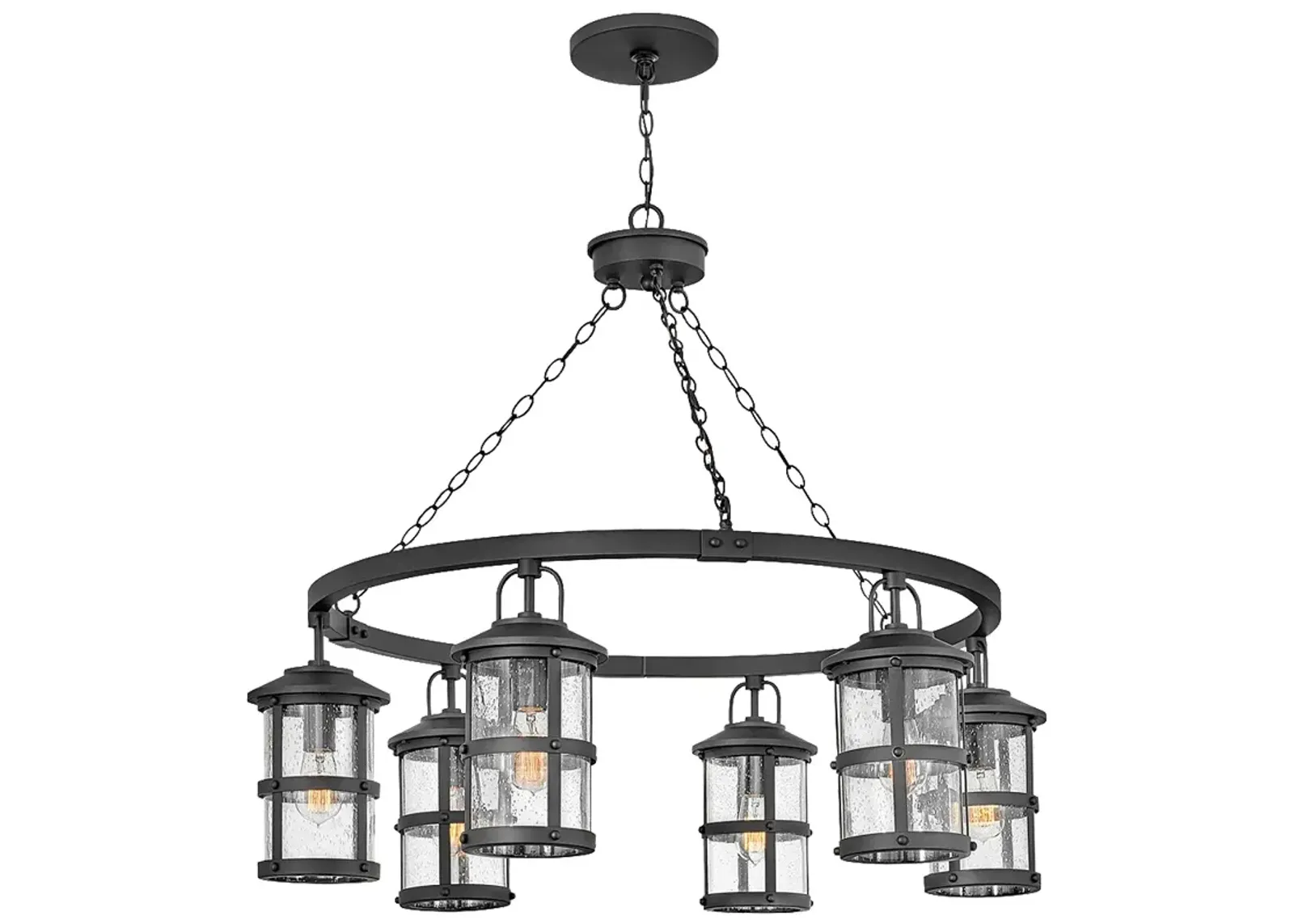 Hinkley Lakehouse 42" Wide 6-Light Black Round Ring Chandelier