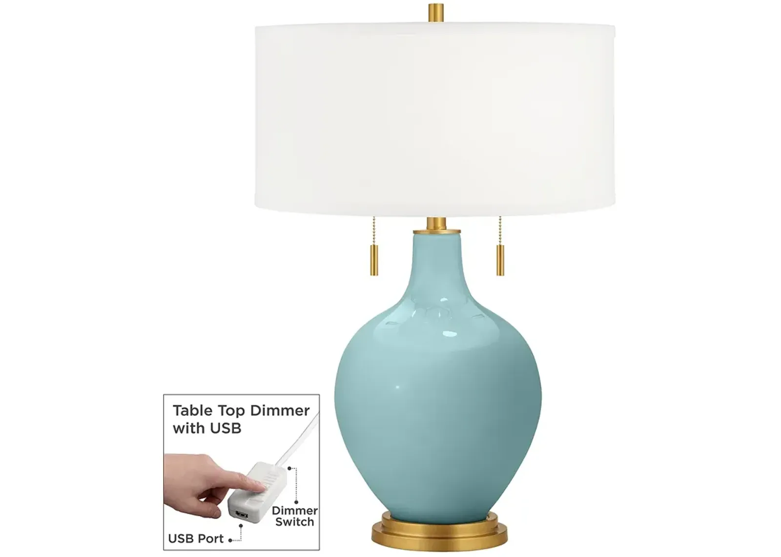 Raindrop Toby Brass Accents Table Lamp with Dimmer