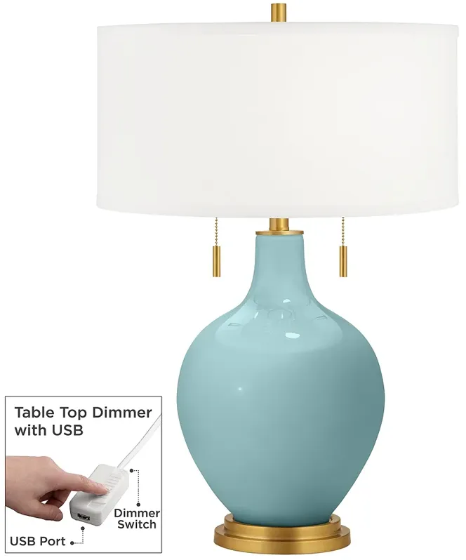 Raindrop Toby Brass Accents Table Lamp with Dimmer