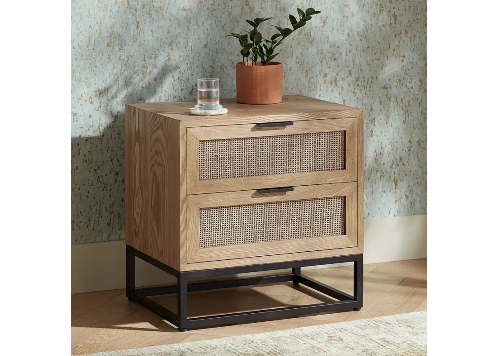 Delano 21 3/4" Wide Natural Wood 2-Drawer Cabinet