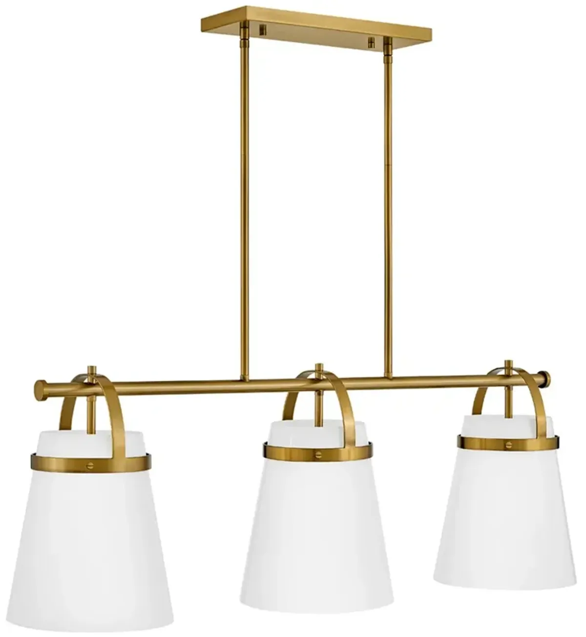 Lark Tori Chandelier Large Three Light Linear Chandelier Lacquered Brass