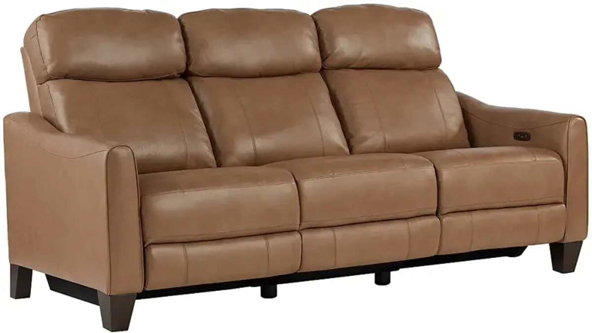 Brennan Livorno Saddle Leather 2-Recliner Power Sofa