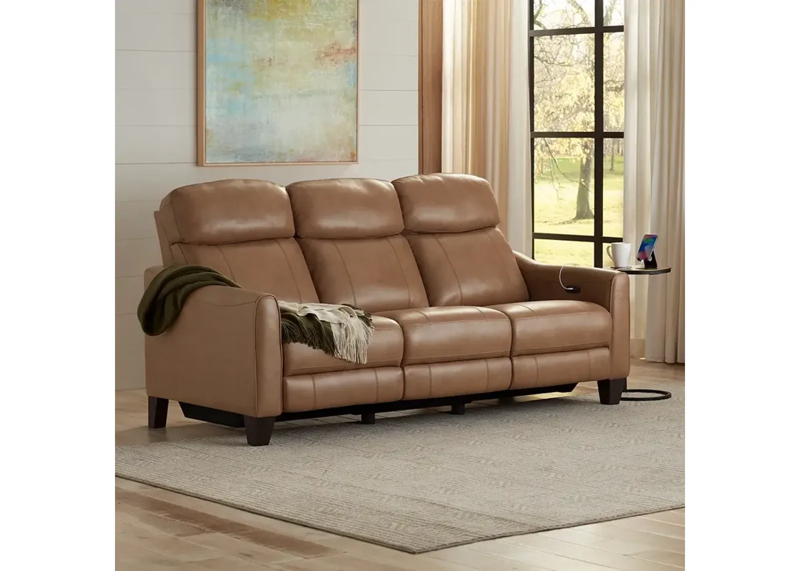 Brennan Livorno Saddle Leather 2-Recliner Power Sofa