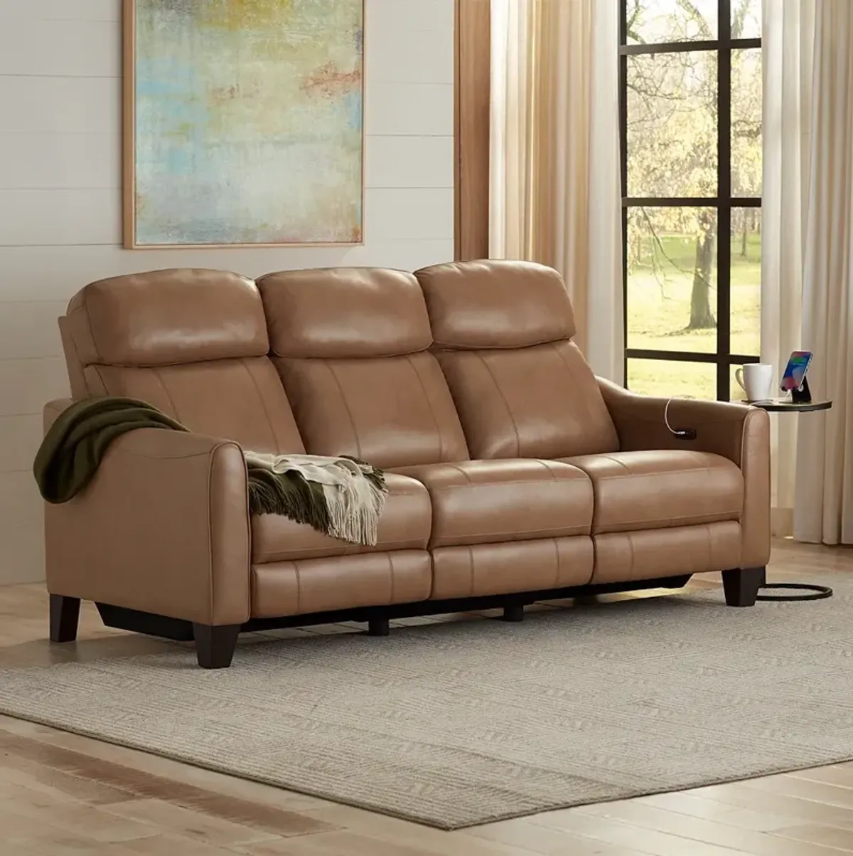 Brennan Livorno Saddle Leather 2-Recliner Power Sofa