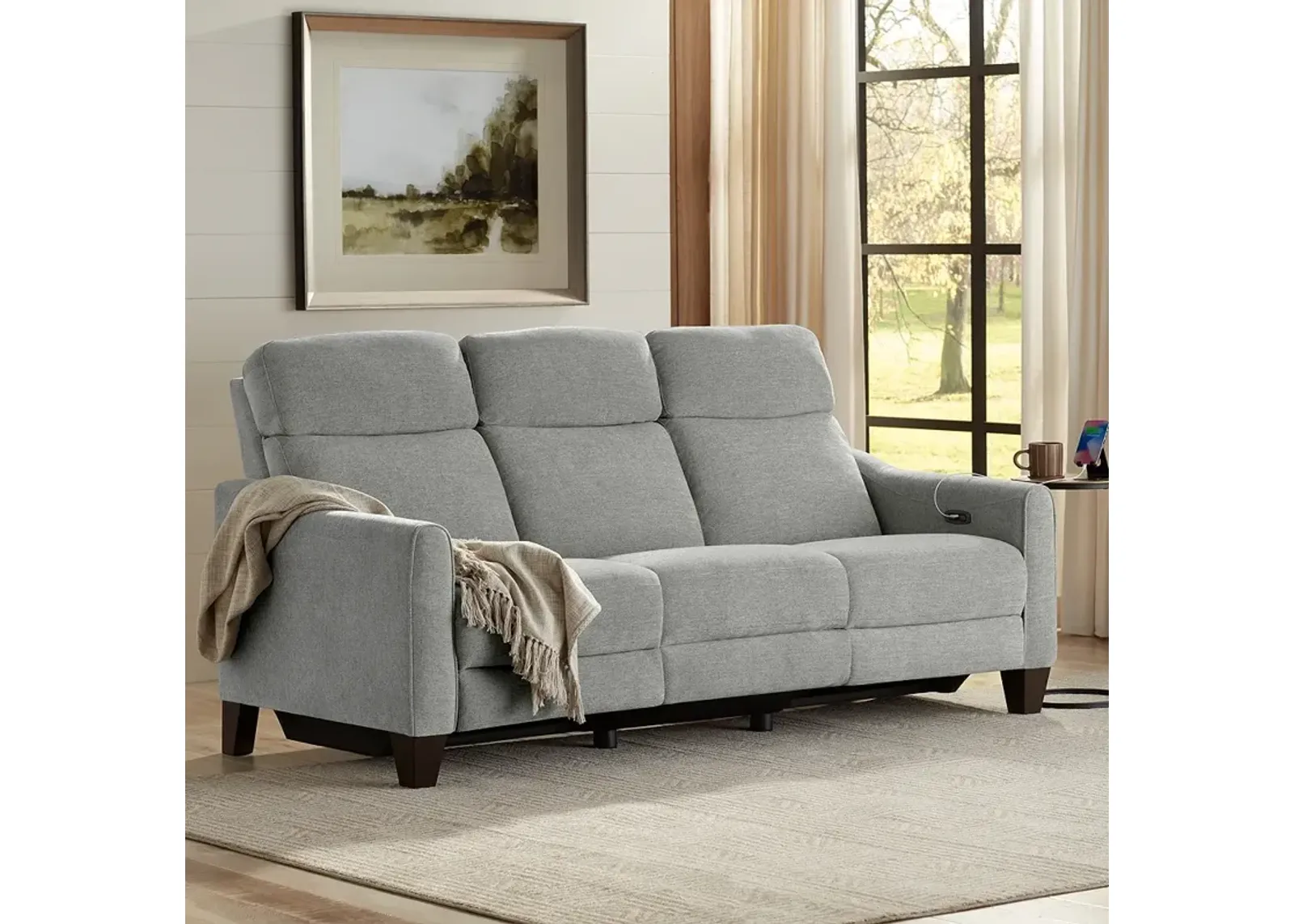 Brennan Praetor Dusk Fabric 2-Recliner Power Sofa