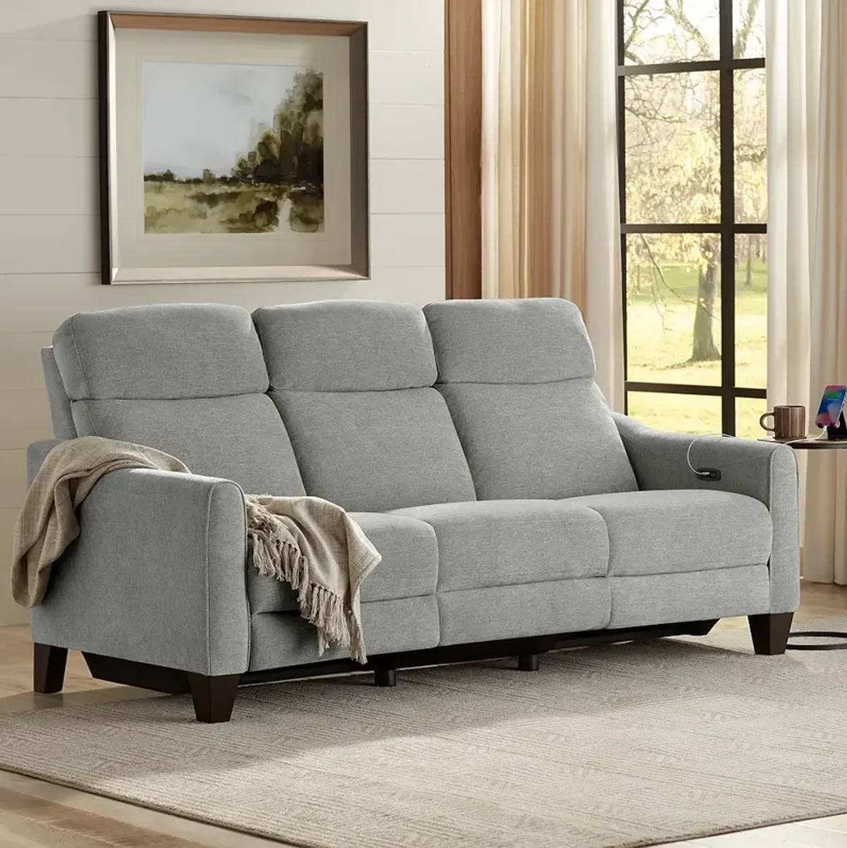 Brennan Praetor Dusk Fabric 2-Recliner Power Sofa