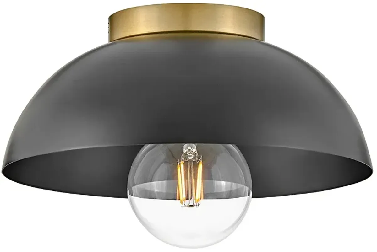 Hinkley Stu 11" Wide Black and Lacquered Brass Ceiling Light