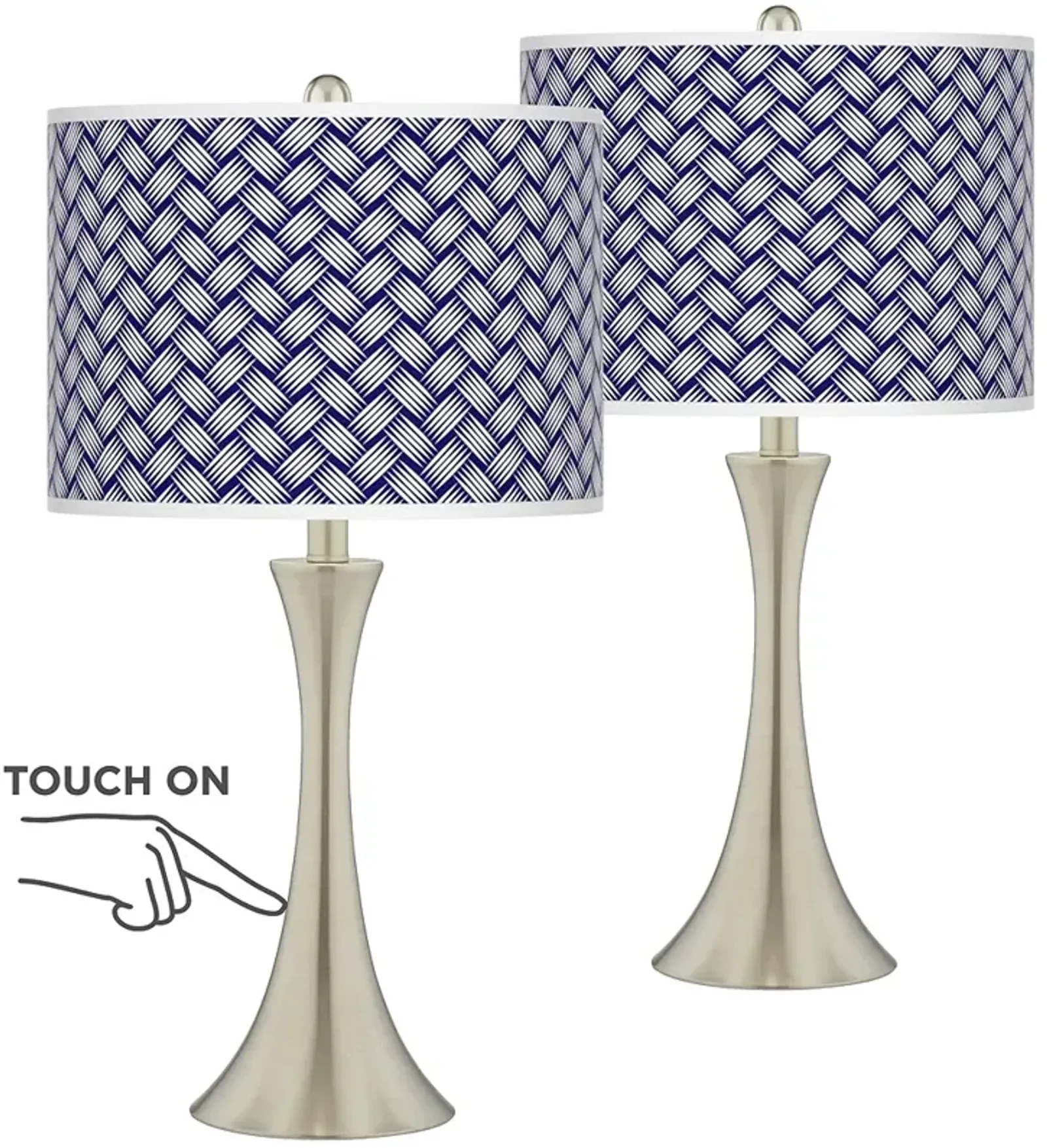 Color Weave Trish Brushed Nickel Touch Table Lamps Set of 2