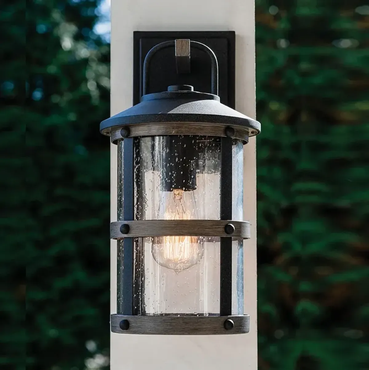 Hinkley Lakehouse 14 1/2" Zinc and Seeded Glass Outdoor Wall Light