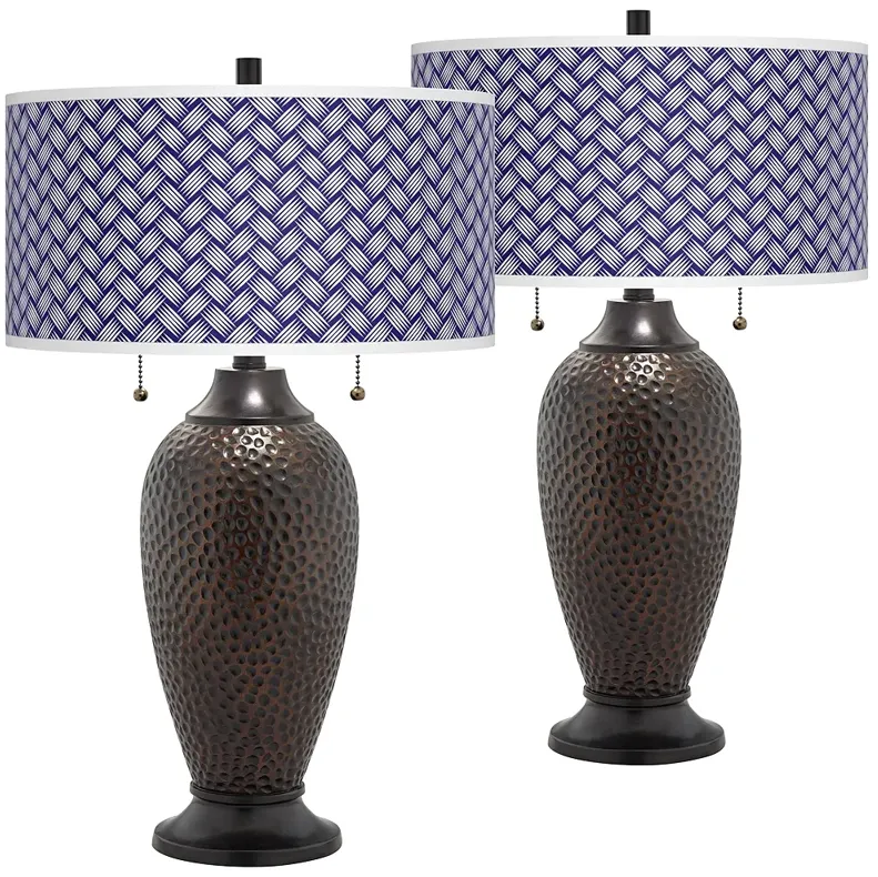 Color Weave Zoey Hammered Bronze Table Lamp Set of 2