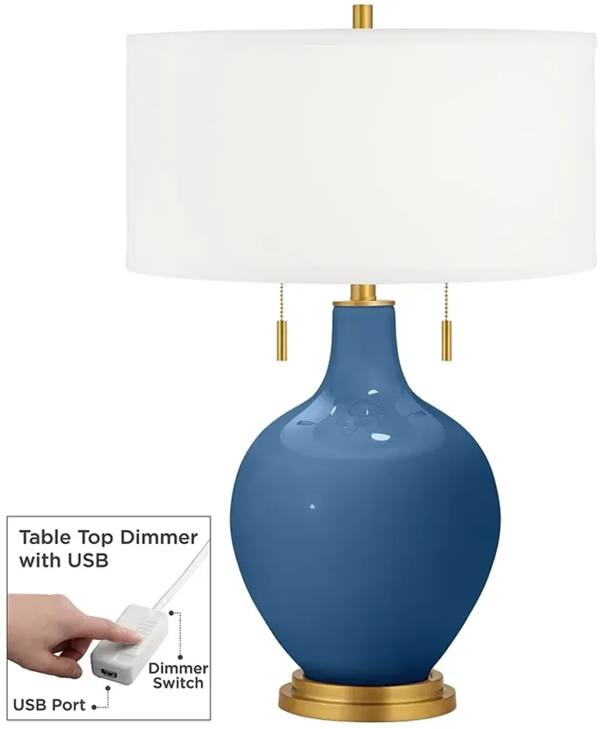 Regatta Blue Toby Brass Accents Table Lamp with Dimmer