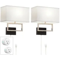 Trixie Nickel Plug-In Wall Lamps Set of 2 w/ Smart Socket