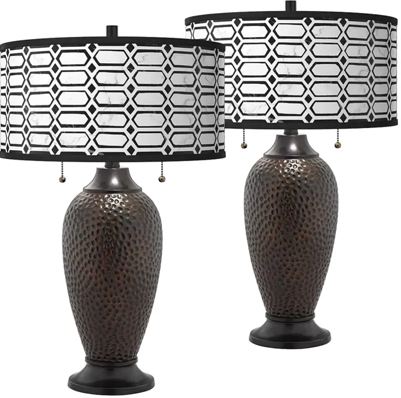 Rhombi Zoey Hammered Oil-Rubbed Bronze Table Lamps Set of 2