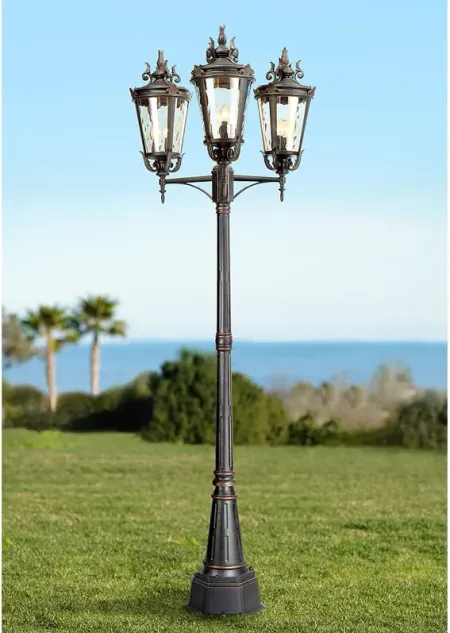 Casa Marseille 100" High Bronze Outdoor 3-Arm Post Light