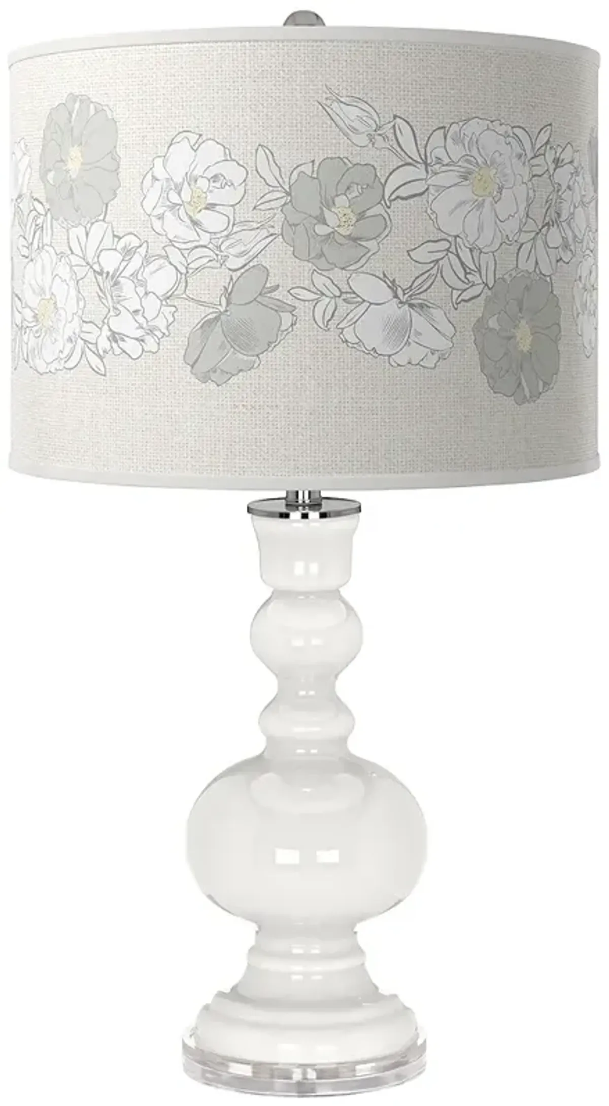 Winter White Rose Bouquet Apothecary Table Lamp