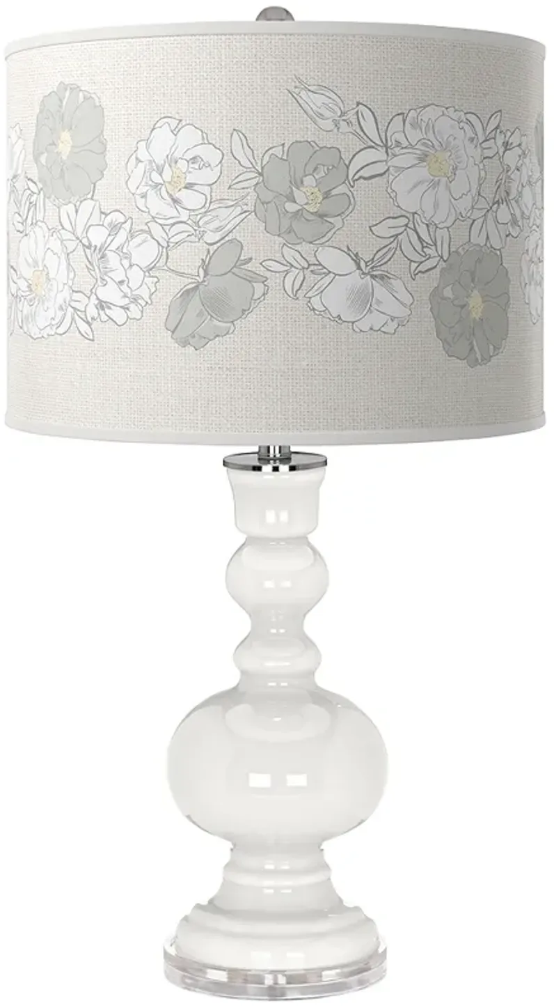 Winter White Rose Bouquet Apothecary Table Lamp