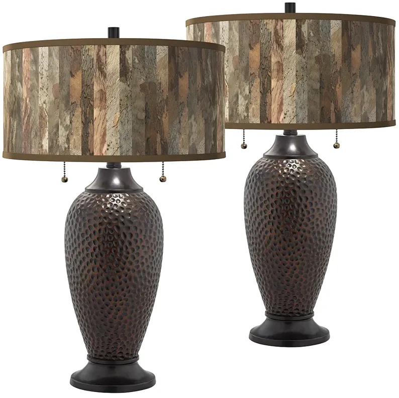 Paper Bark Zoey Hammered Oil-Rubbed Bronze Table Lamps Set of 2