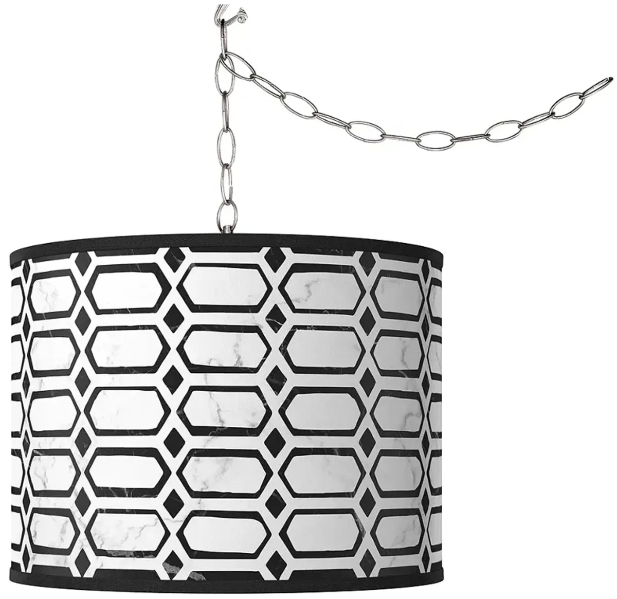 Swag Style Rhombi Giclee Shade Plug-In Chandelier