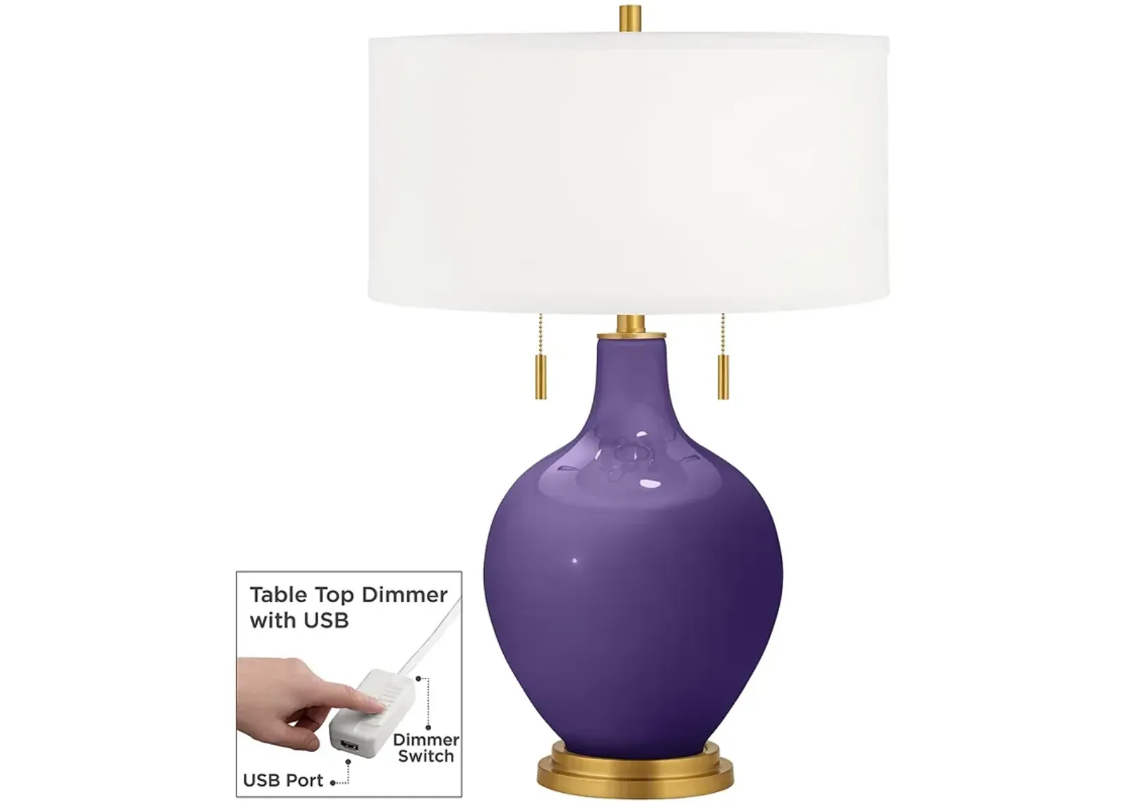 Izmir Purple Toby Brass Accents Table Lamp with Dimmer