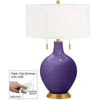 Izmir Purple Toby Brass Accents Table Lamp with Dimmer