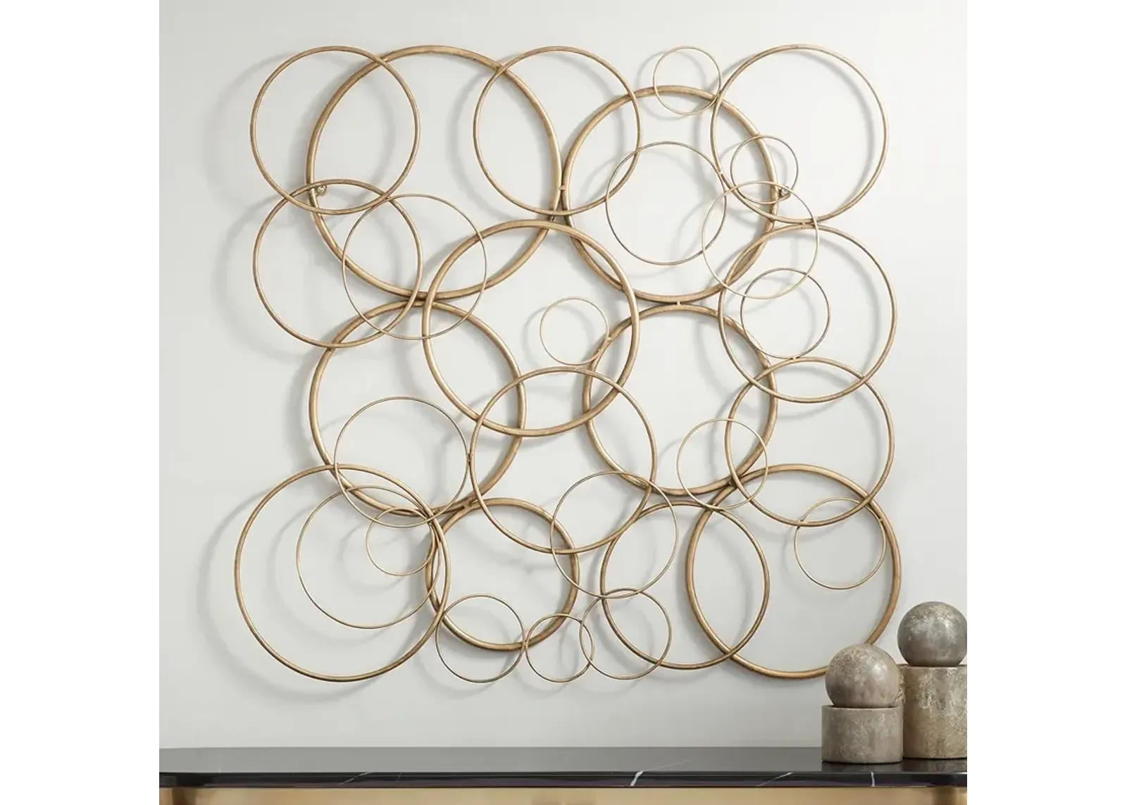 Liliana 32" Wide Distressed Gold Circle Wall Plaque