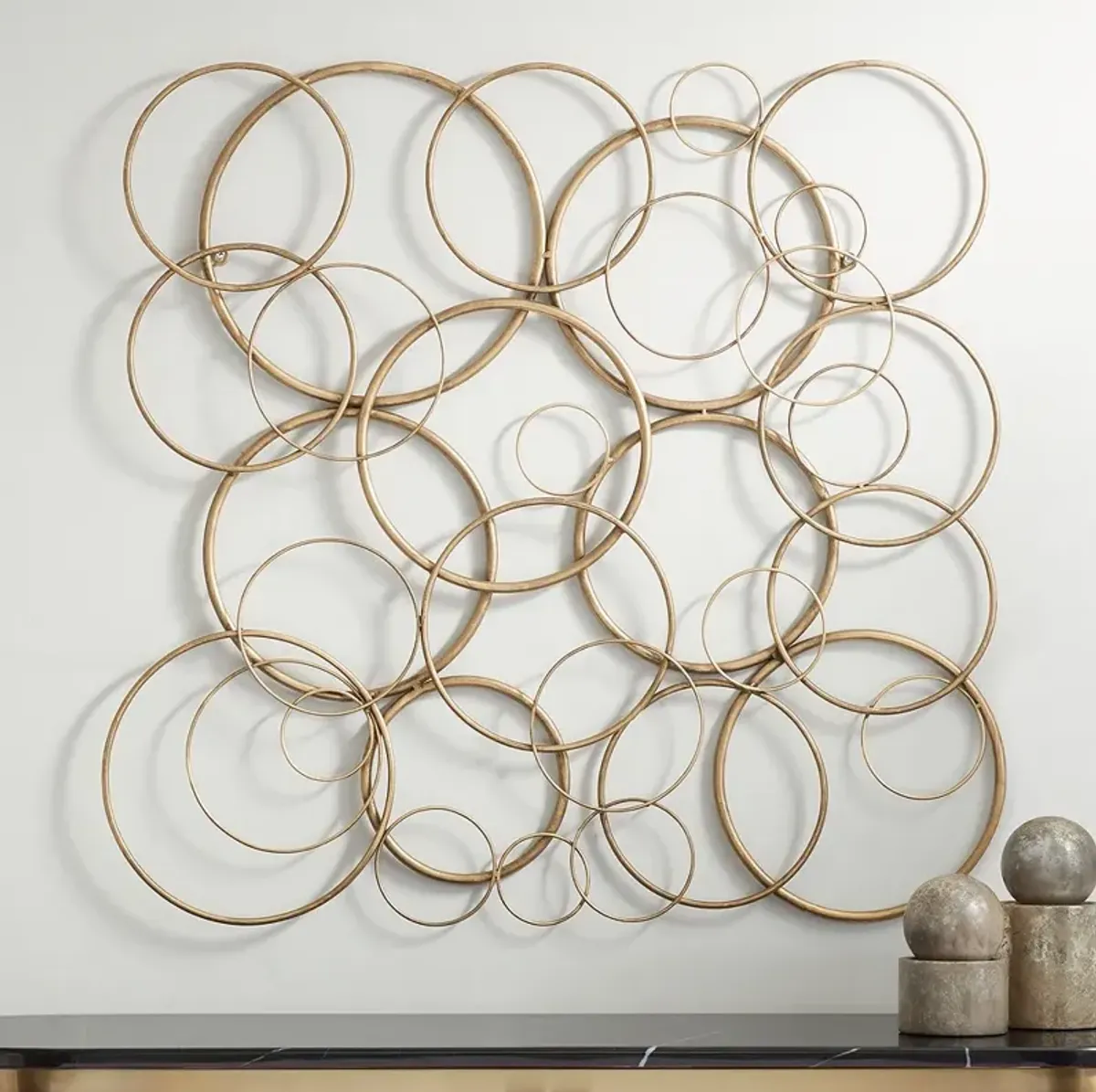 Liliana 32" Wide Distressed Gold Circle Wall Plaque