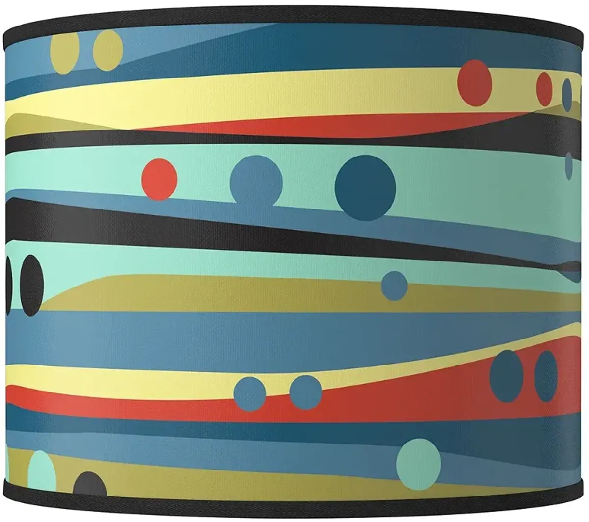 Retro Dots &#38; Waves Giclee Round Drum Lamp Shade 14x14x11 (Spider)