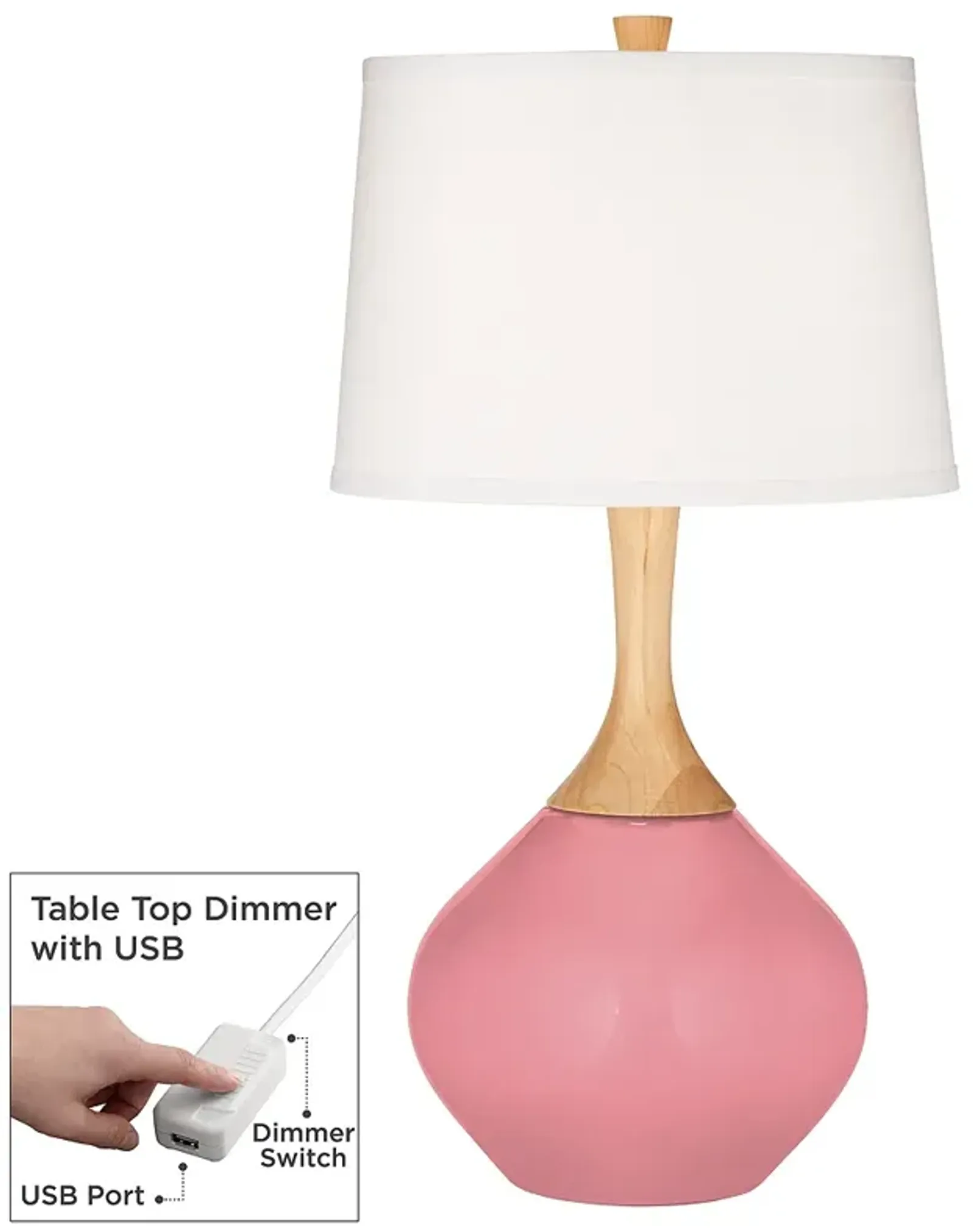 Haute Pink Wexler Table Lamp with Dimmer