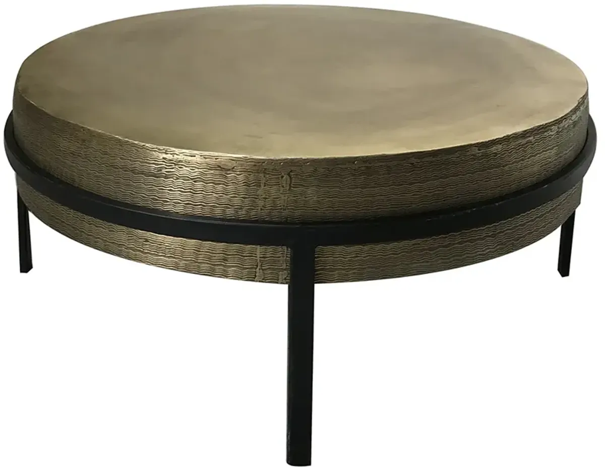 Crestview Collection Hudson 32" Wide Textured Brass Cocktail Table